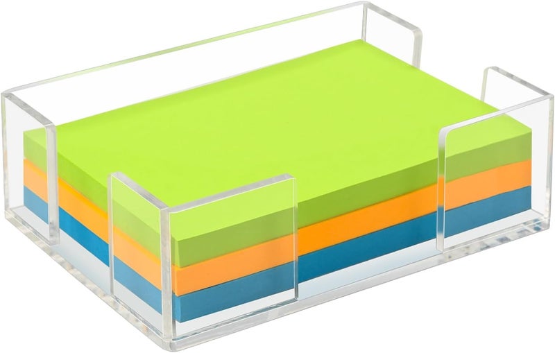 Yncotte Acrylic Sticky Note Holder, 4x6 Inch Clear Dual Notepad Holder Dispenser with Triple Openings Non-Slip Rubber, Sticky Note Dispenser Memo Holder Case for Desk Office School Supplies(No Pads) - Image 1